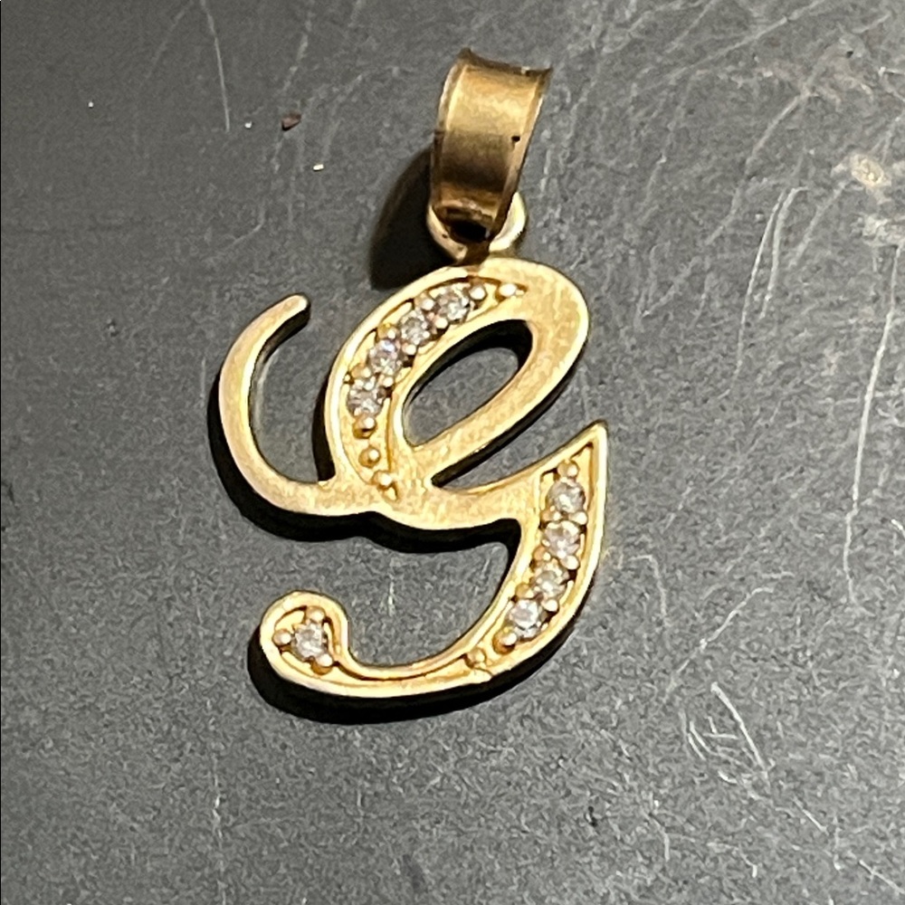 Gold Initial Pendant with Crystals